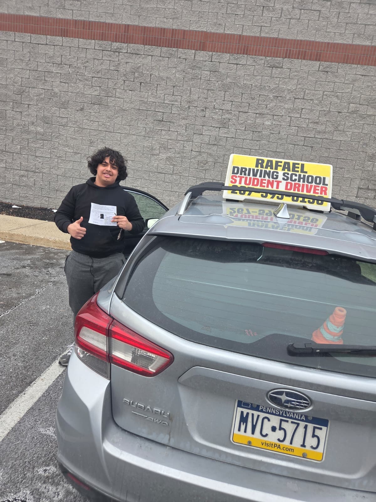 Rafael Driving School student after passing the road test