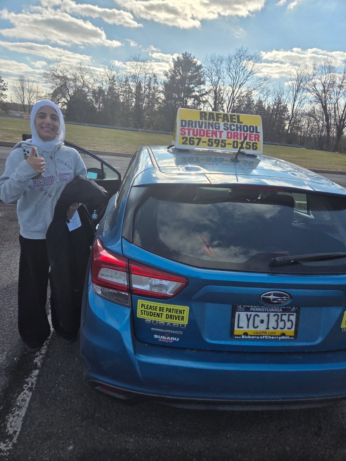 Rafael Driving School student after passing the road test