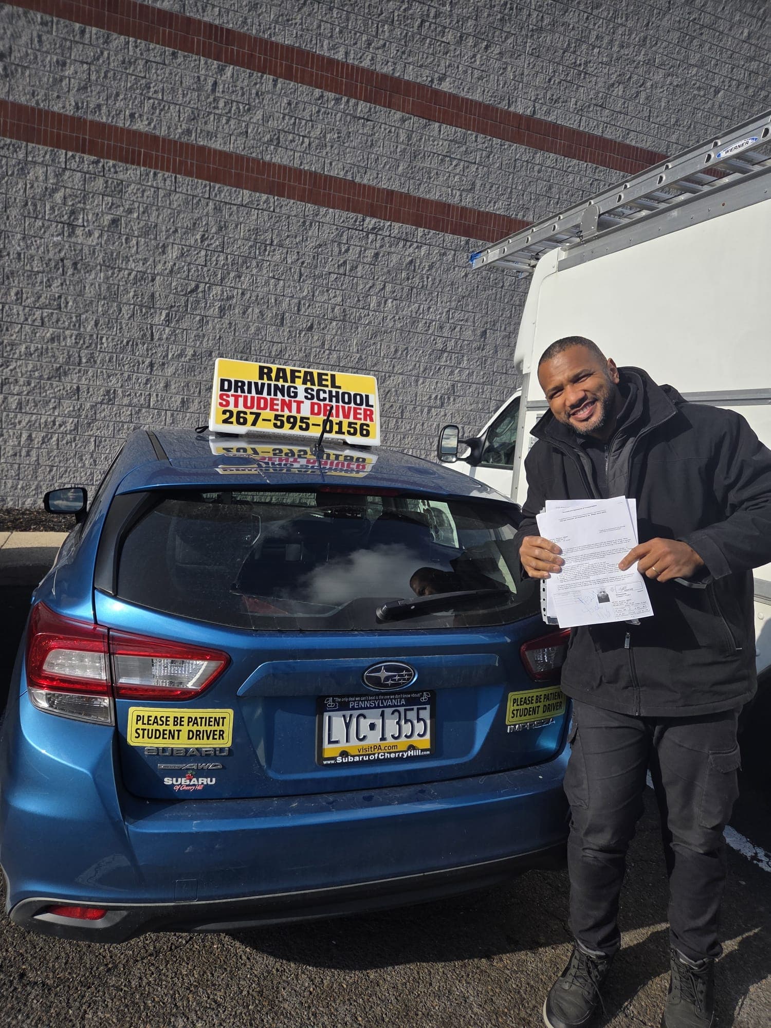 Rafael Driving School student after passing the road test